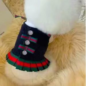 NWT Navy Blue Corduroy Pet Dress with Green & Red Ribbon Straps